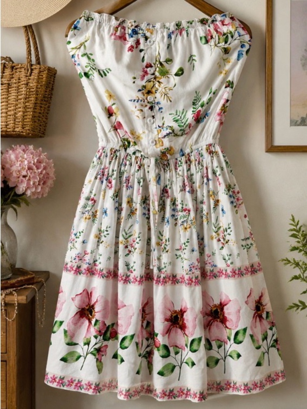 CUPSHE Women's‎ Mini Dress Strapless Ruffled Sleeveless Floral SMALL NWT - Picture 8 of 11